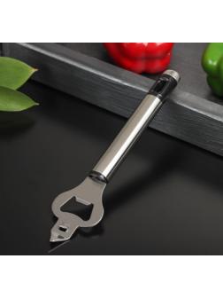 Открывалка Доляна Fargo, 18,5×4,5×2 см, нержавеющая сталь, цвет чёрный, хромированный