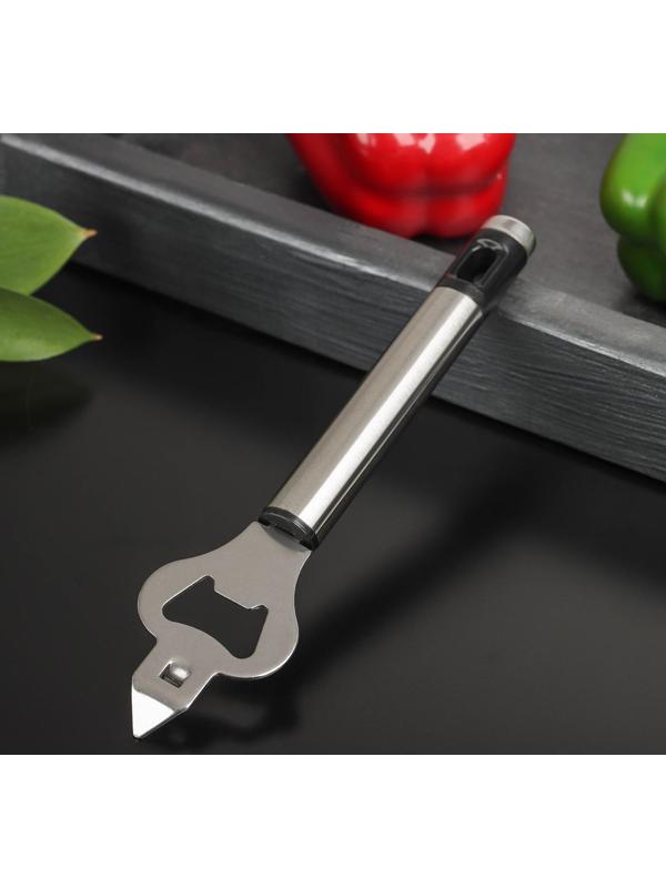 Открывалка Доляна Fargo, 18,5×4,5×2 см, нержавеющая сталь, цвет чёрный, хромированный