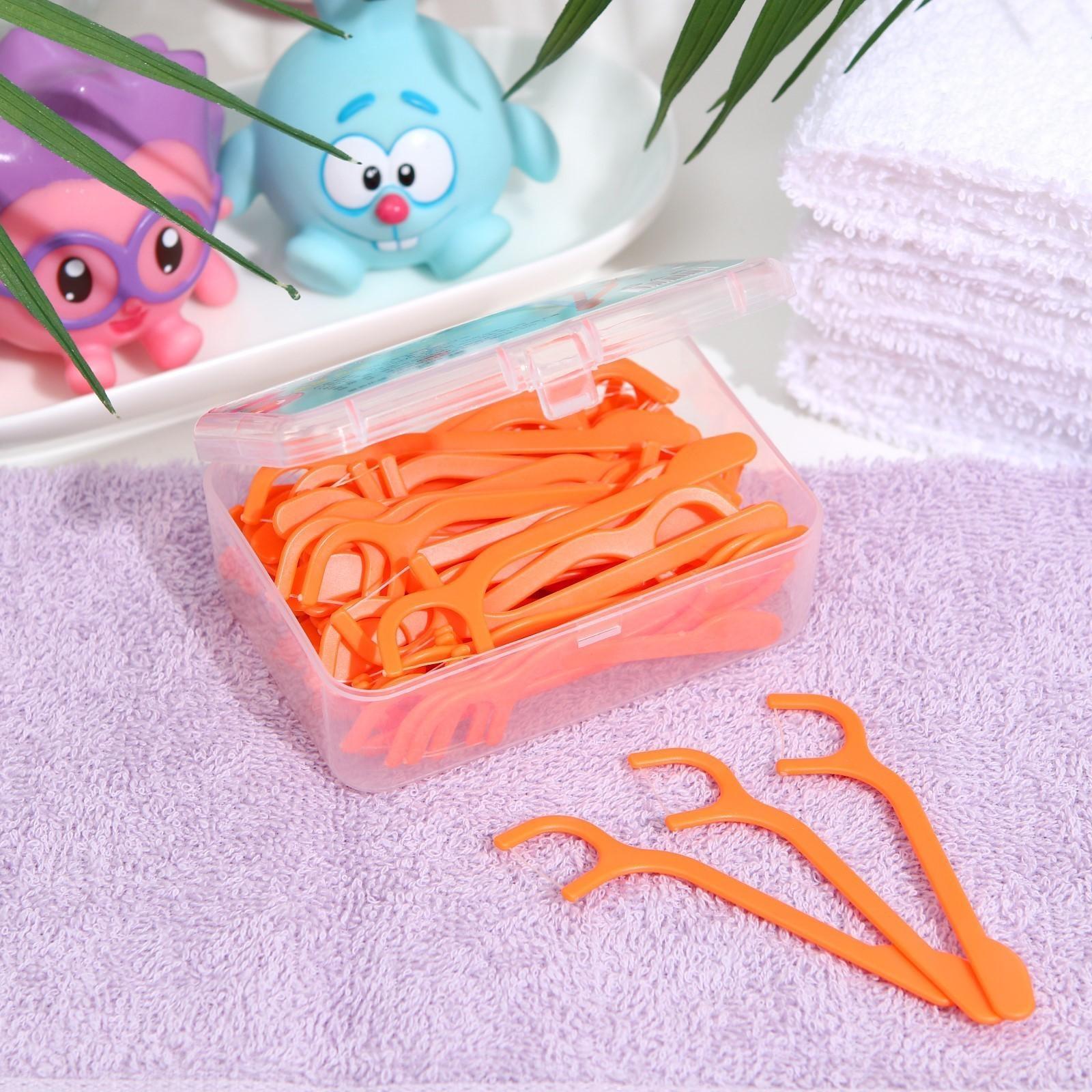 Зубные нити детские, оранжевые, набор 50 шт.