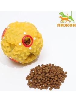 Квакающий мяч для собак большой, жёсткий, 9,5 см, жёлтый