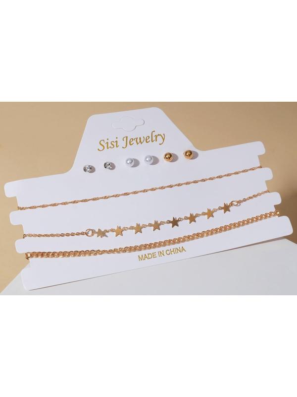 Набор: 3 колье, 3 пары пусет 