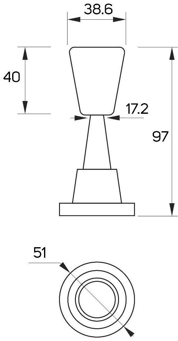 Дверной ограничитель LOCKLAND, прямой, h=97 мм, цвет рисовый