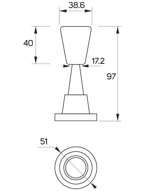 Дверной ограничитель LOCKLAND, прямой, h=97 мм, цвет рисовый