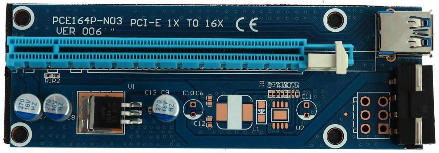 Переходник на видеокарту с USB3.0 на PCI-Ex 1x-16x, 164P-NO3, 4PIN, для майнинга