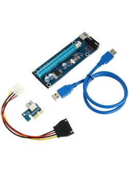 Переходник на видеокарту с USB3.0 на PCI-Ex 1x-16x, 164P-NO3, 4PIN, для майнинга