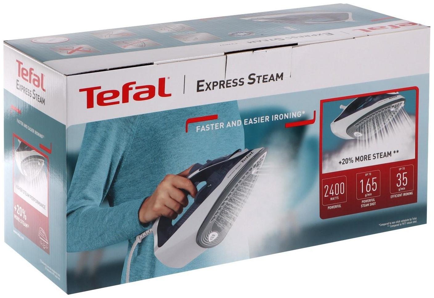 Утюг Tefal FV2837E0, 2830 Вт, керамическая подошва, 35 г/мин, 270 мл, синий