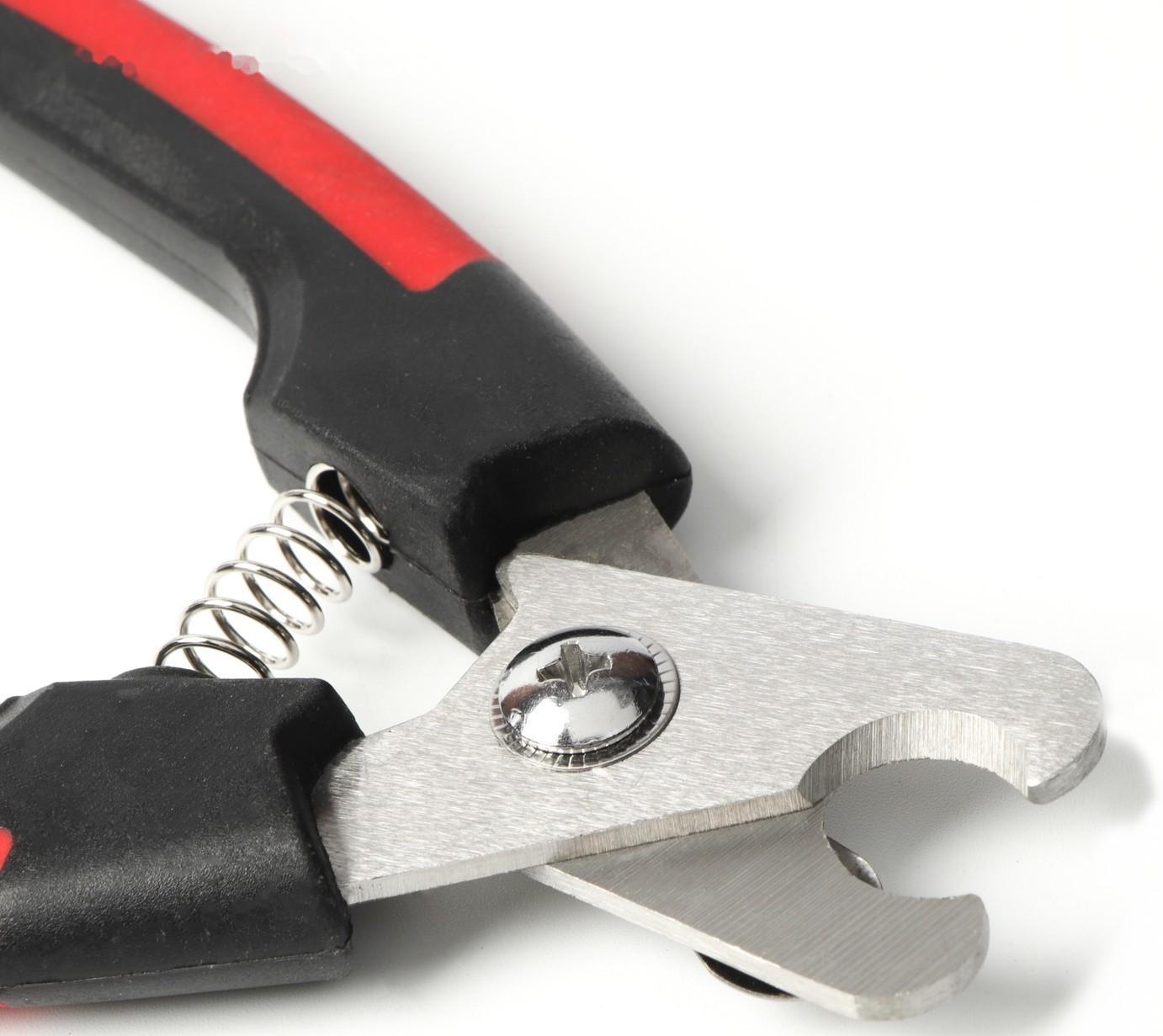 Когтерез боковой малый с закругленными резиновыми ручками,отверстие 8 мм,чёрный с красным