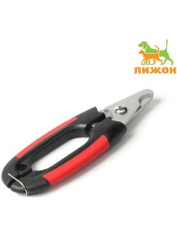 Когтерез боковой малый с закругленными резиновыми ручками,отверстие 8 мм,чёрный с красным