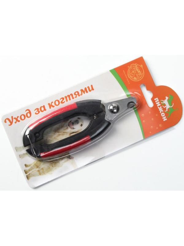 Когтерез боковой малый с закругленными резиновыми ручками,отверстие 8 мм,чёрный с красным