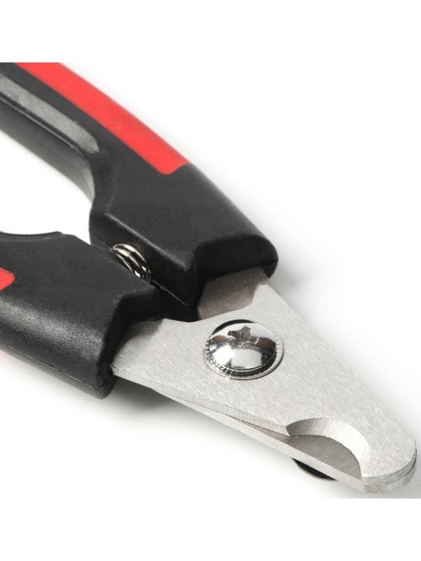 Когтерез боковой малый с закругленными резиновыми ручками,отверстие 8 мм,чёрный с красным