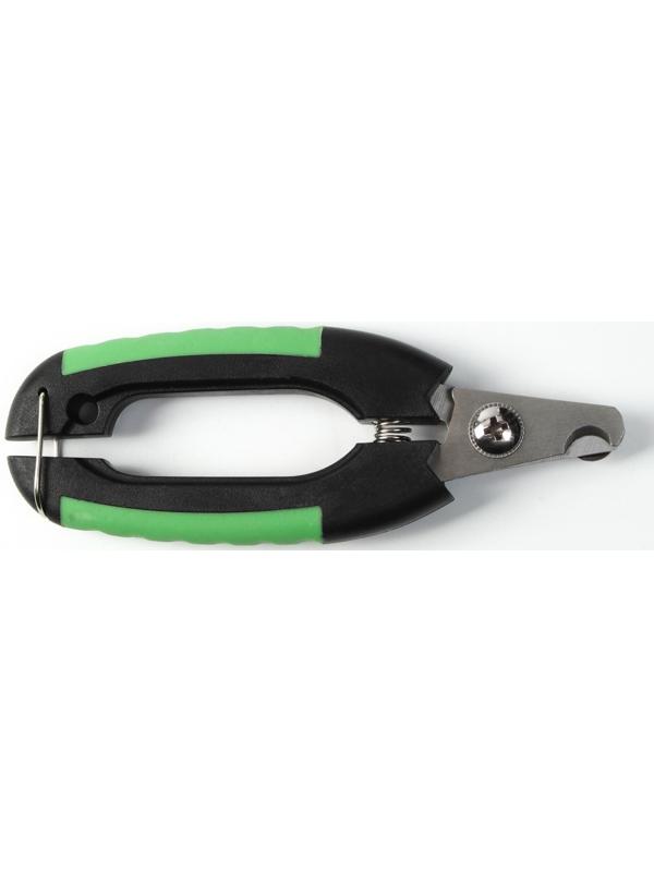Когтерез боковой малый с закругленными резиновыми ручками,отверстие 8 мм,чёрный с зелёным
