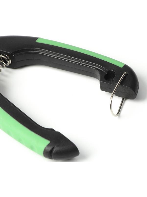 Когтерез боковой малый с закругленными резиновыми ручками,отверстие 8 мм,чёрный с зелёным