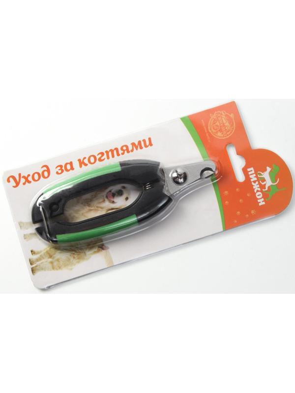 Когтерез боковой малый с закругленными резиновыми ручками,отверстие 8 мм,чёрный с зелёным