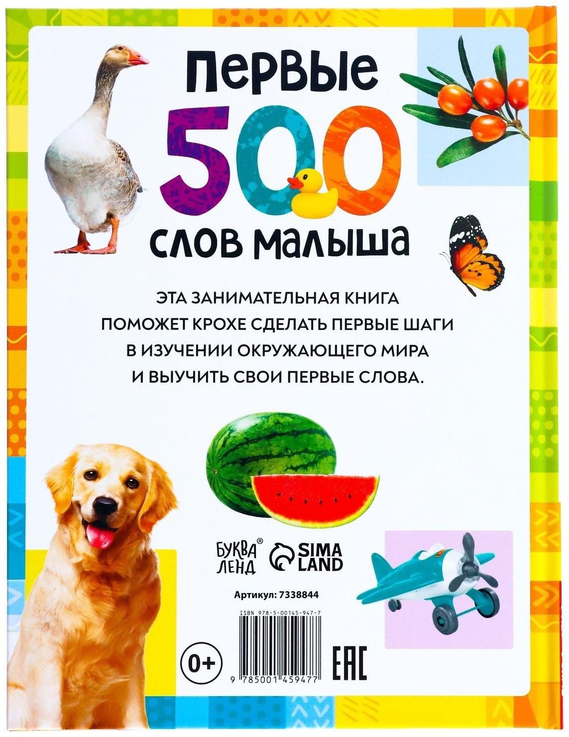 Книга в твёрдом переплёте «Первые 500 слов малыша», 80 стр.