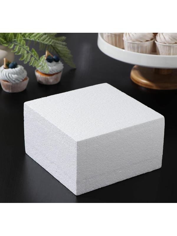 Фальшярус для торта квадратный, 18×18 см, h=10 см, цвет белый