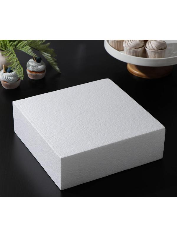 Фальшярус для торта квадратный, 30×30 см, h=10 см, цвет белый