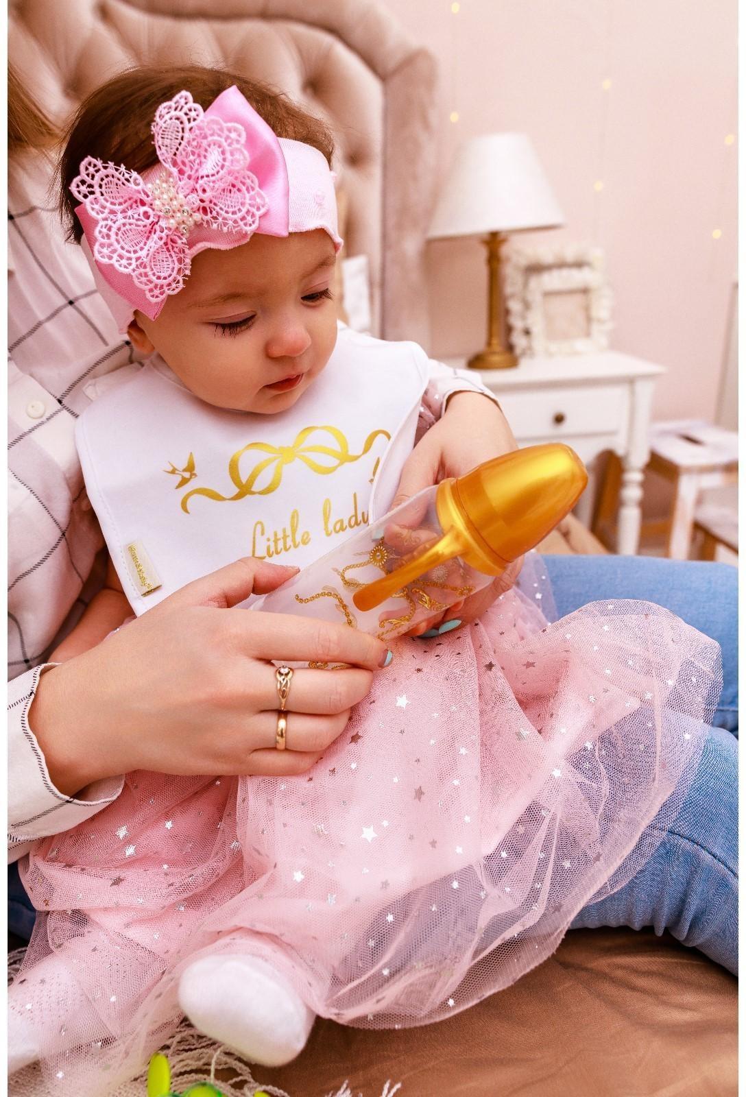 Нагрудник/слюнявчик для кормления «Little lady» на кнопке