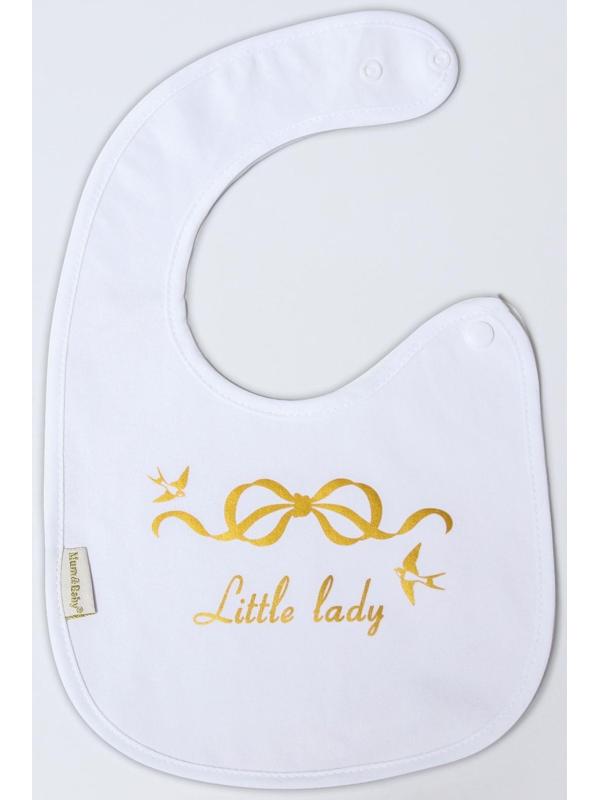 Нагрудник/слюнявчик для кормления «Little lady» на кнопке