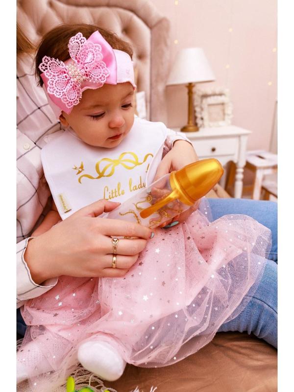 Нагрудник/слюнявчик для кормления «Little lady» на кнопке