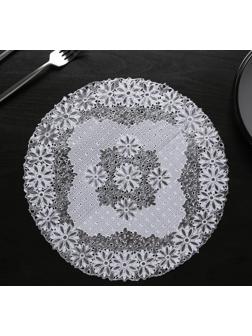 Набор салфеток ажурных Доляна «Цветы», d=30 см, 4 шт, ПВХ, цвет серебряный