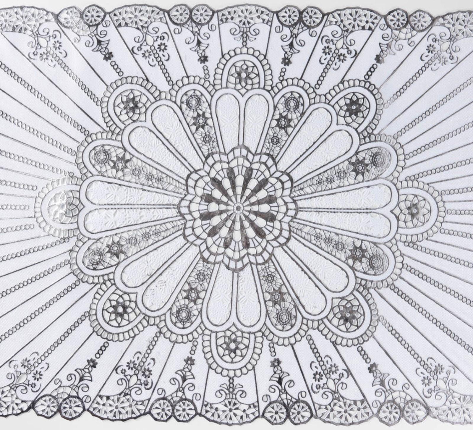 Салфетка ажурная для стола «Лучи», 84×40 см, ПВХ, цвет серебряный