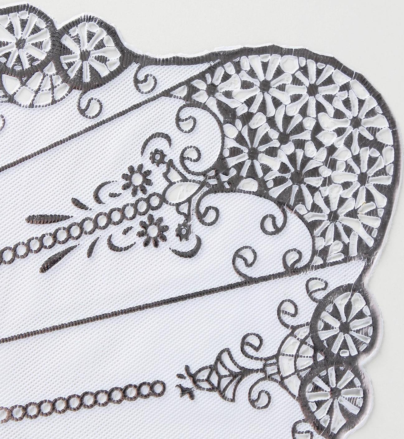 Салфетка ажурная для стола «Лучи», 84×40 см, ПВХ, цвет серебряный