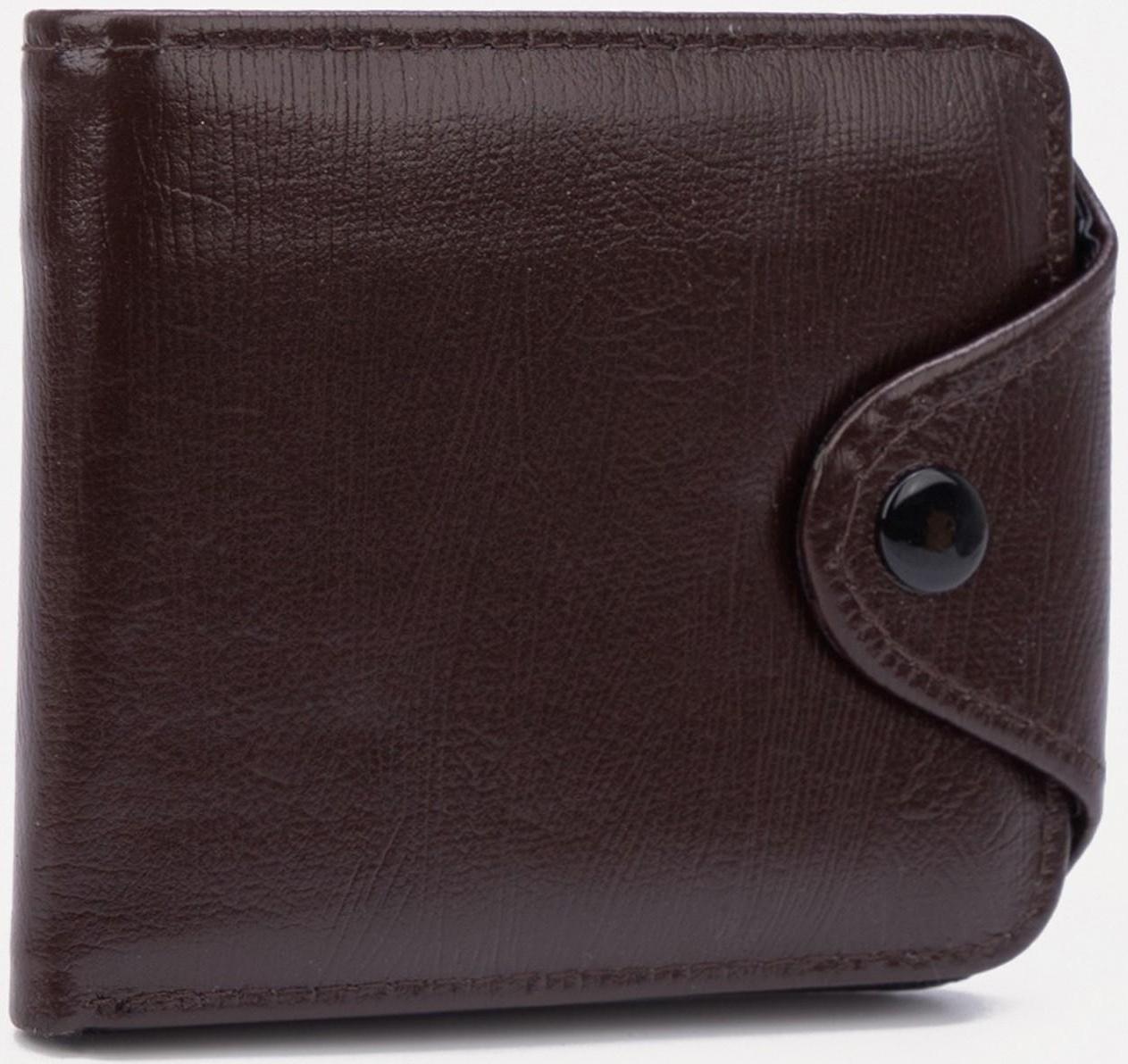 Портмоне на кнопке, цвет коричневый