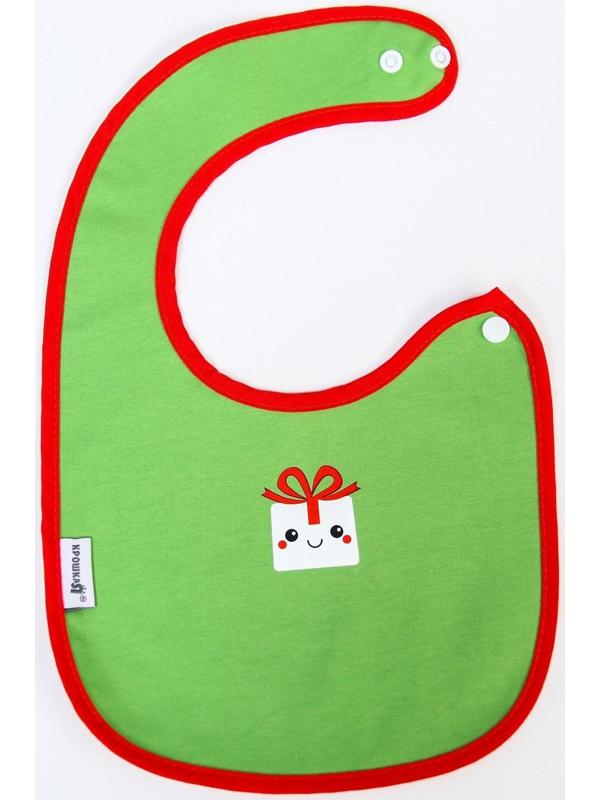 Нагрудник для кормления непромокаемый детский Happy, из махры,, новогодняя подарочная упаковка, виды МИКС