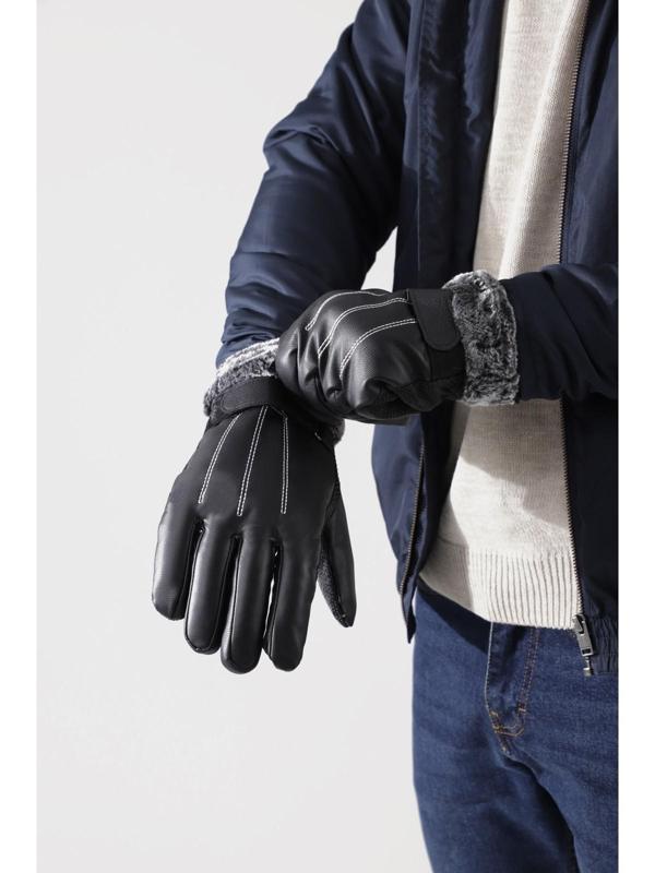 Перчатки мужские, безразмерные, с утеплителем, цвет чёрный