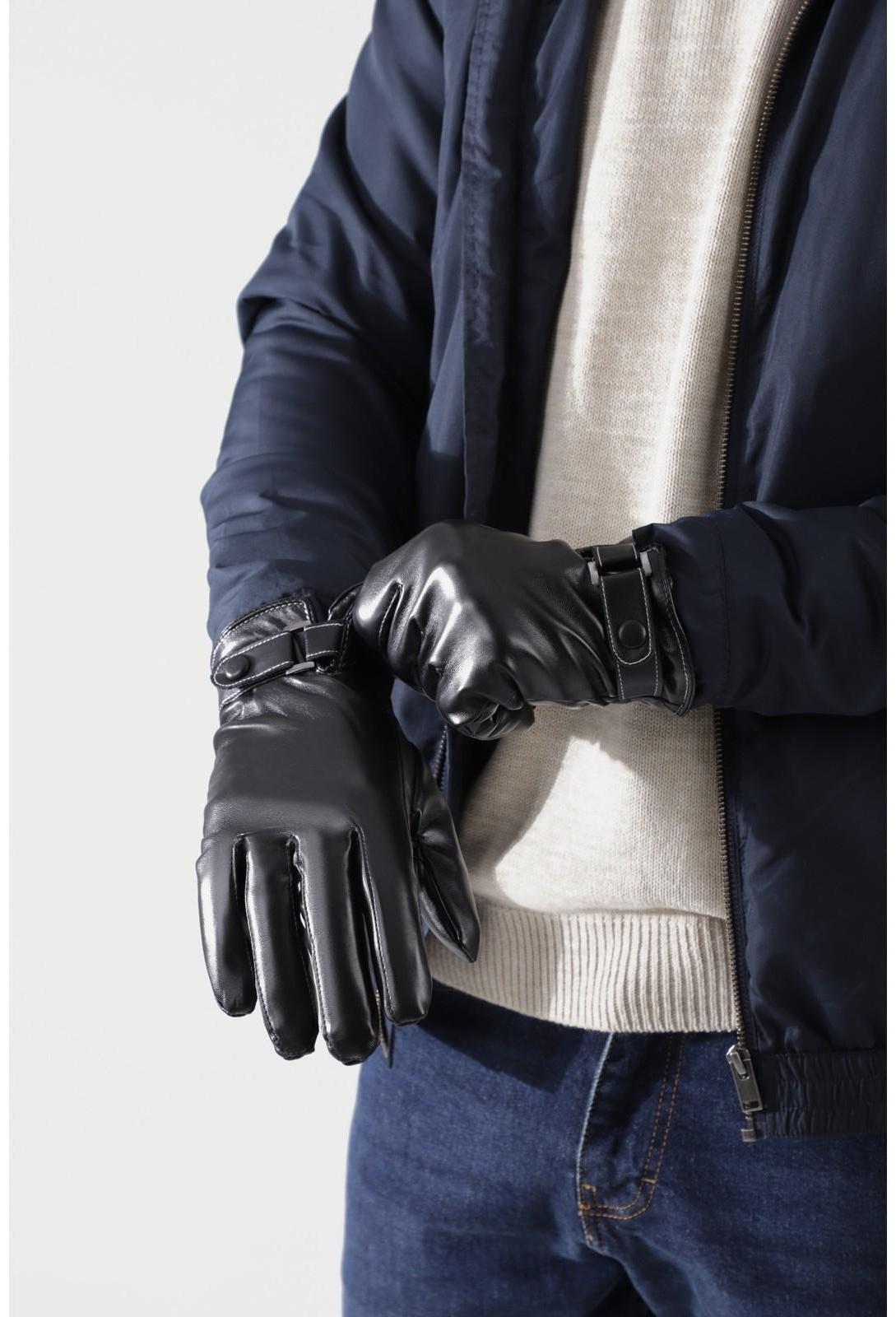 Перчатки мужские, безразмерные, с утеплителем, цвет чёрный