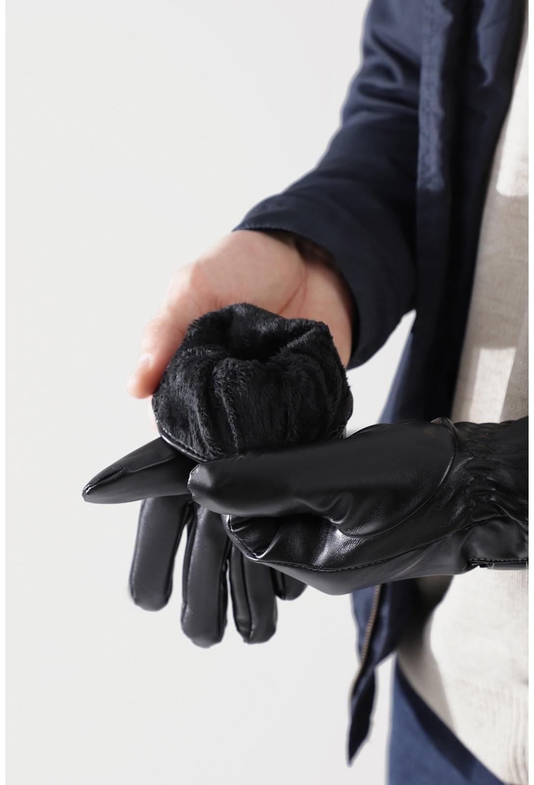 Перчатки мужские, безразмерные, с утеплителем, цвет чёрный