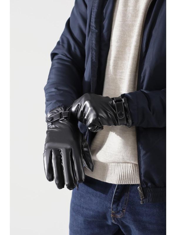 Перчатки мужские, безразмерные, с утеплителем, цвет чёрный