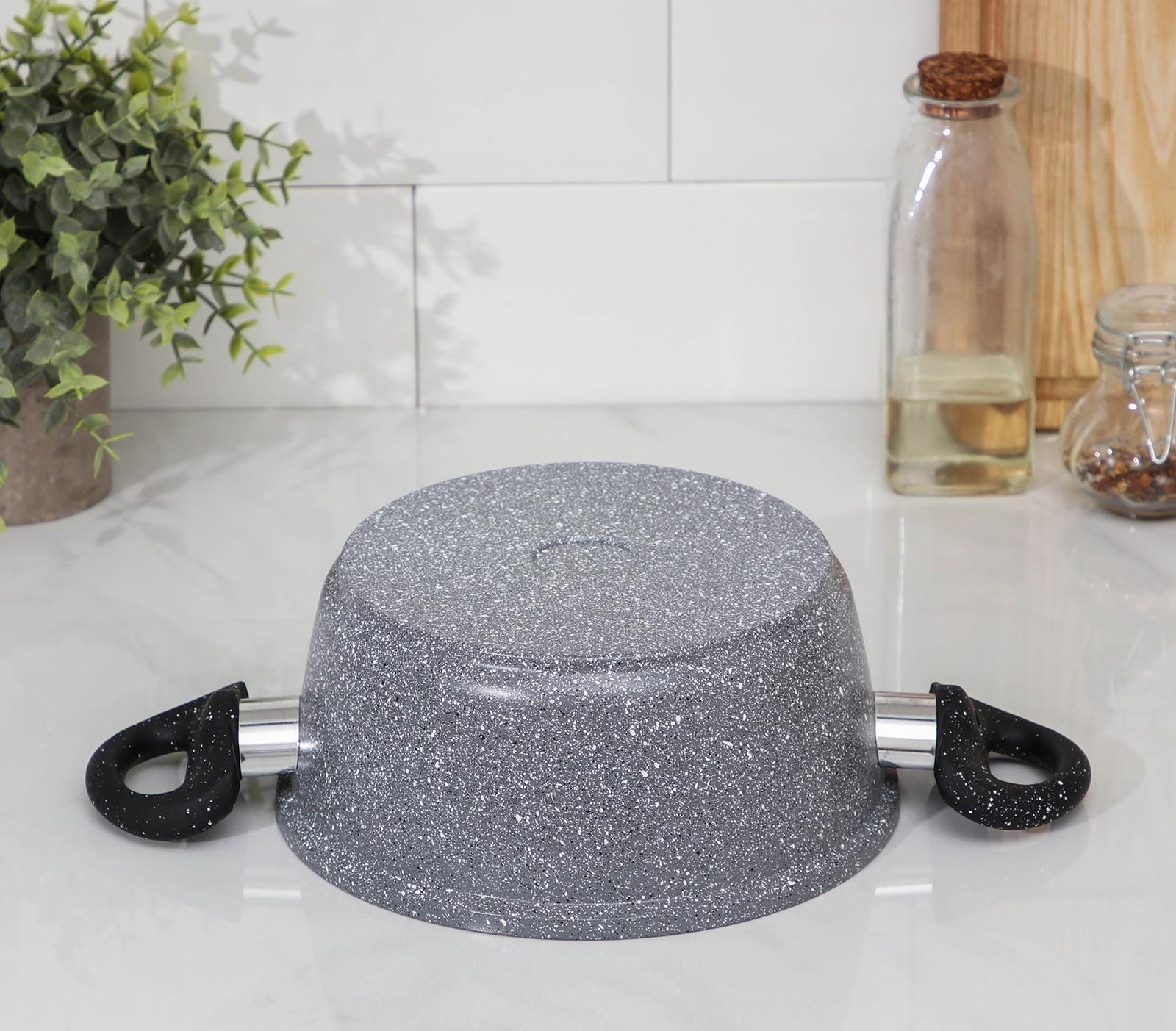 Кастрюля «Марбл», 2 л, пластиковые ручки, стеклянная крышка, антипригарное покрытие, цвет серый