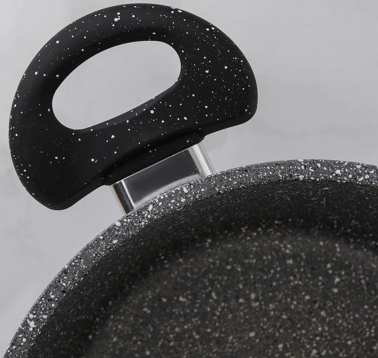 Кастрюля «Марбл», 2 л, пластиковые ручки, стеклянная крышка, антипригарное покрытие, цвет серый