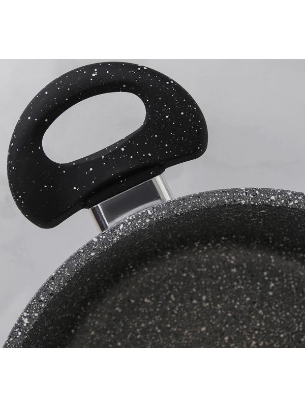 Кастрюля «Марбл», 2 л, пластиковые ручки, стеклянная крышка, антипригарное покрытие, цвет серый