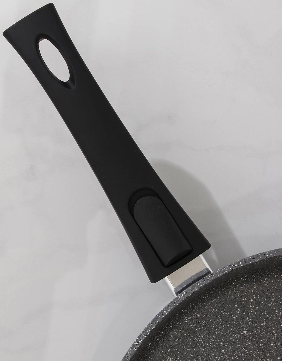 Сковорода Доляна «Марбл», d=28 см, стеклянная крышка, съёмная ручка, антипригарное покрытие, цвет серый