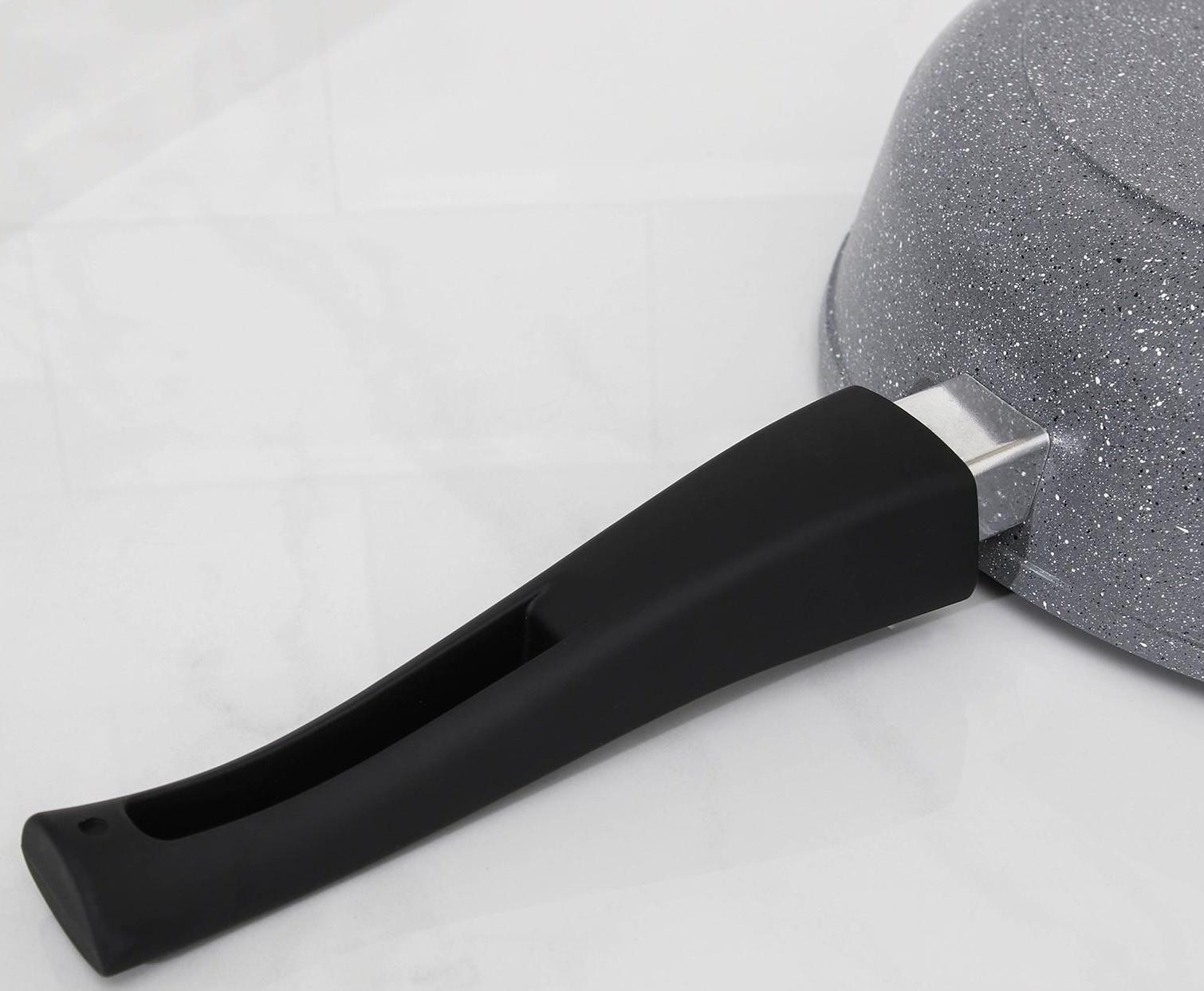 Сковорода Доляна «Марбл», d=26 см, стеклянная крышка, съёмная ручка, антипригарное покрытие, цвет серый