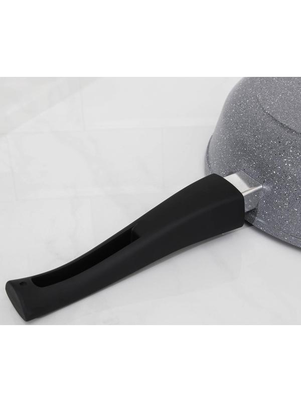 Сковорода Доляна «Марбл», d=26 см, стеклянная крышка, съёмная ручка, антипригарное покрытие, цвет серый