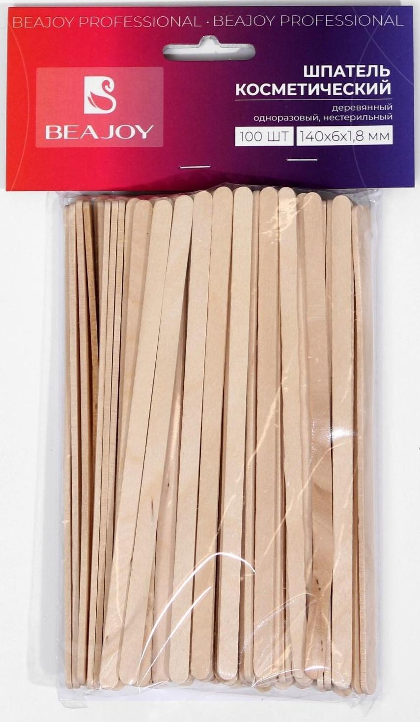 Шпатель деревянный BEAJOY, косметический, нестерильный, 140*6*1,8, 100 шт.