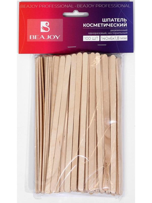 Шпатель деревянный BEAJOY, косметический, нестерильный, 140*6*1,8, 100 шт.