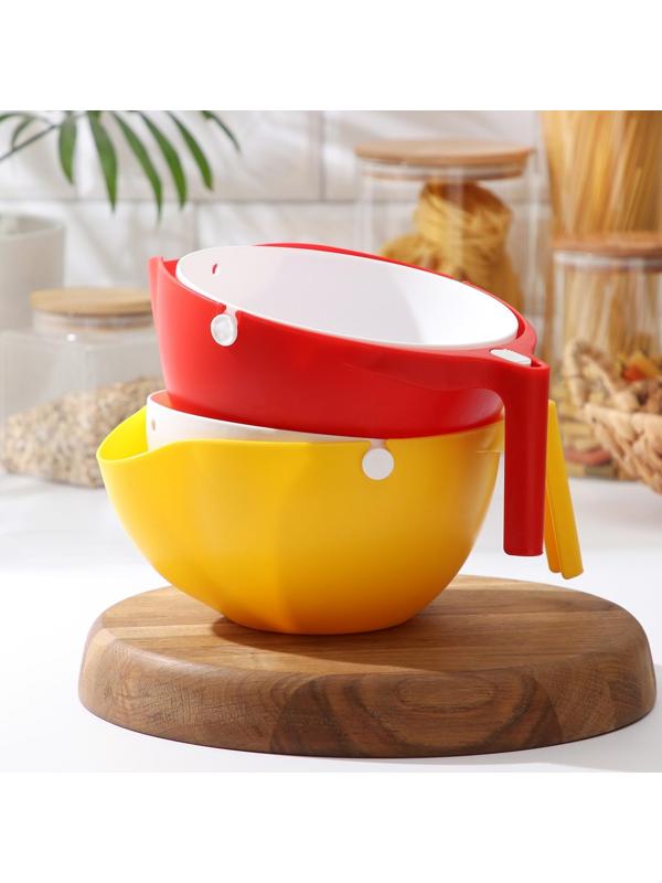 Дуршлаг с миской, 2 в 1, многофунуциональный, цвет МИКС