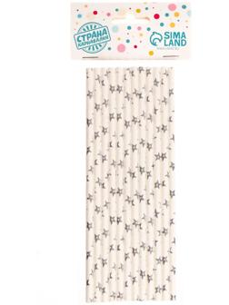 Трубочки для коктейля «Звезда» набор 12 шт., цвет серебро