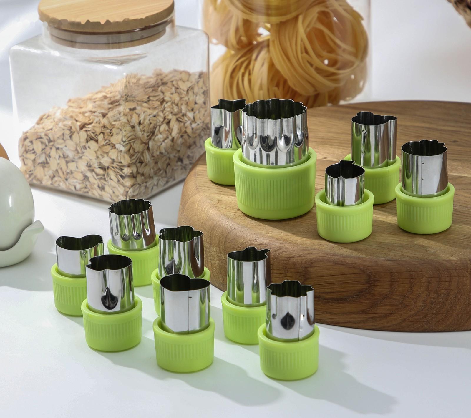 Набор овощерезок «Вкус», 12 предметов, цвет зелёный