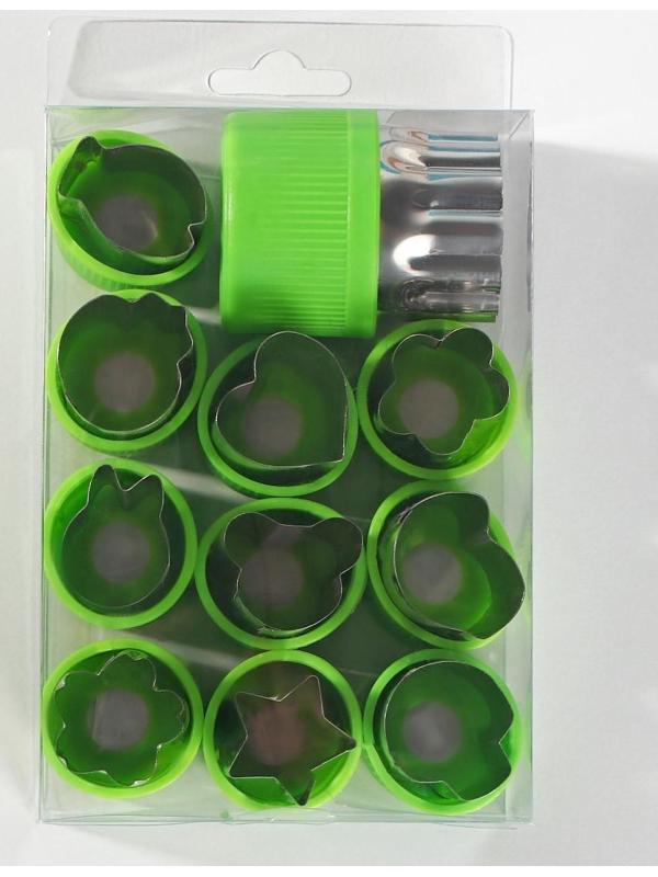 Набор овощерезок «Вкус», 12 предметов, цвет зелёный