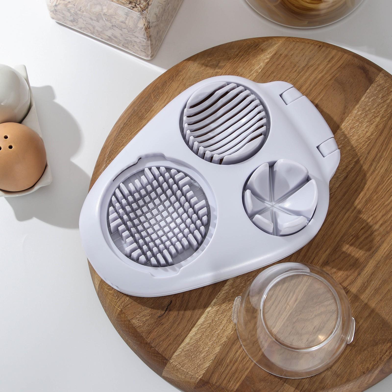 Яйцерезка «Дружная», 3 в 1, цвет белый