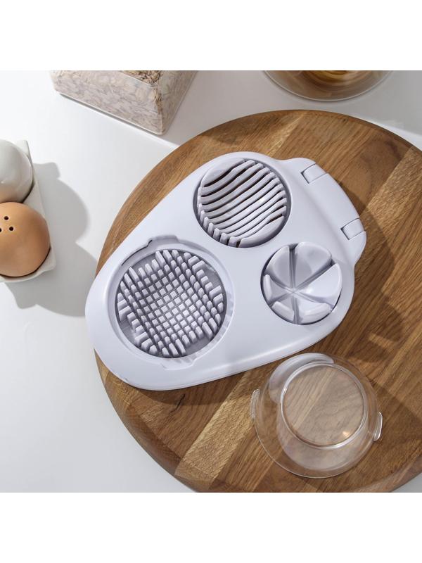 Яйцерезка «Дружная», 3 в 1, цвет белый