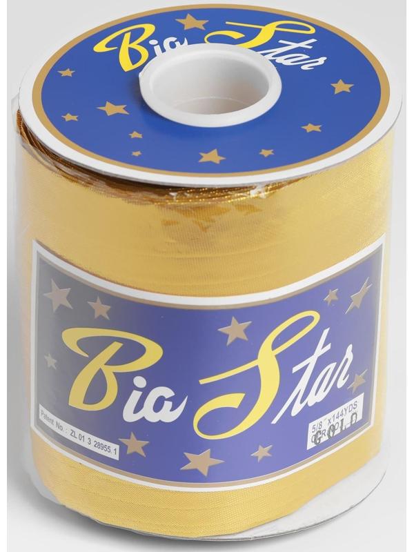 Косая бейка металлизированная, 15 мм × 132 м, цвет золотой