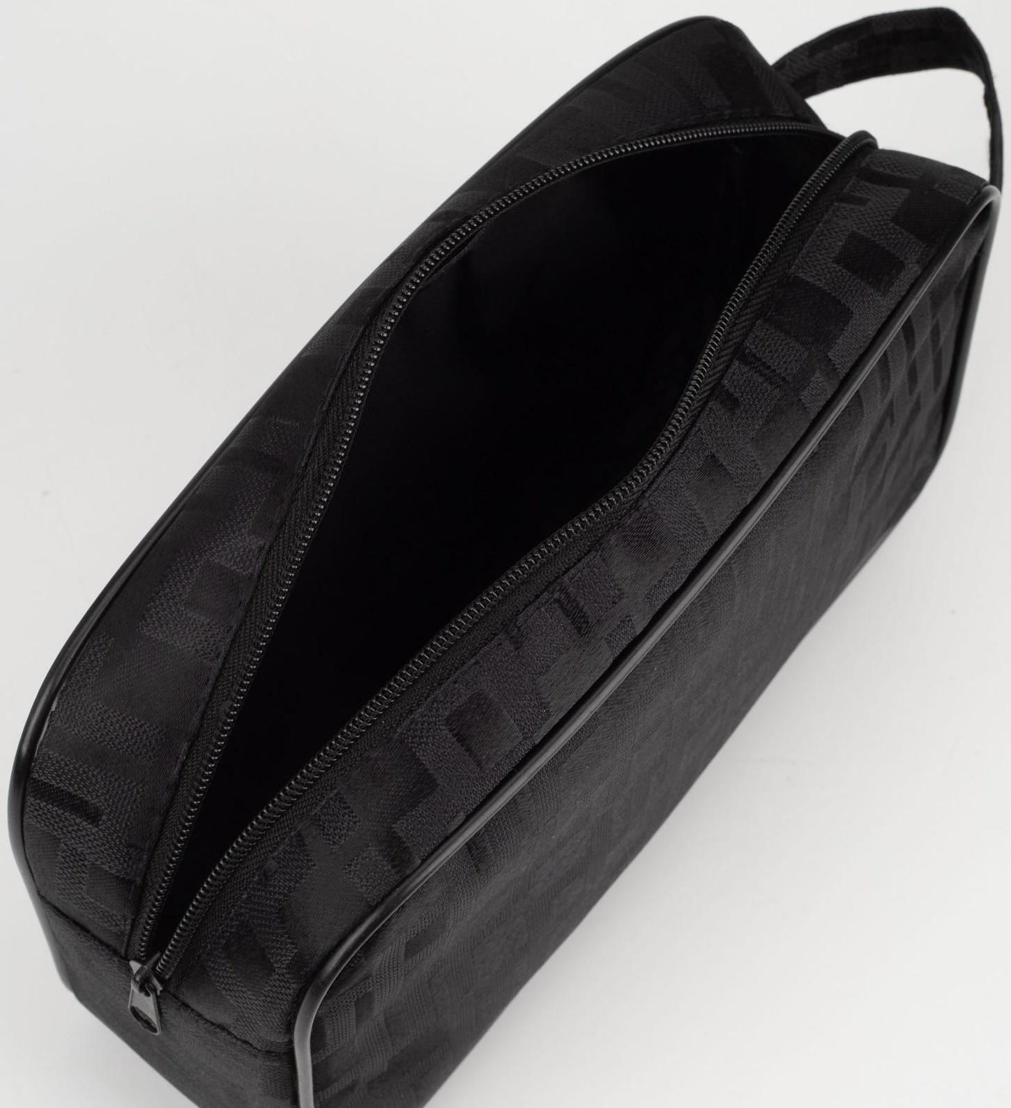 Косметичка на молнии, с подкладом, наружный карман, ручка, цвет чёрный