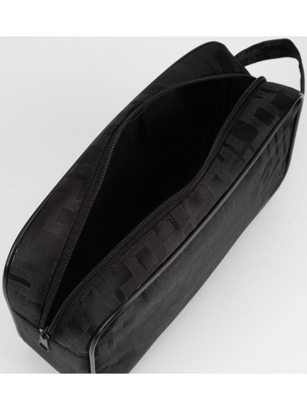 Косметичка на молнии, с подкладом, наружный карман, ручка, цвет чёрный