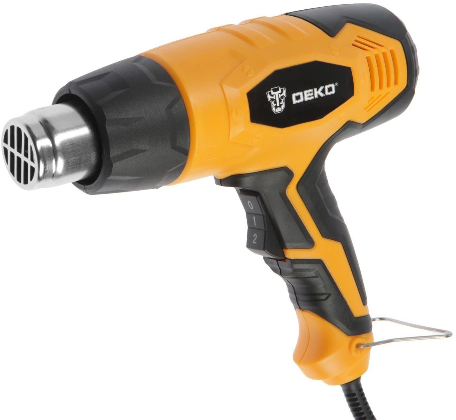Фен технический DEKO HG2200W, 2200 Вт, 300/500 л/мин, 350/600 °С, 3 насадки